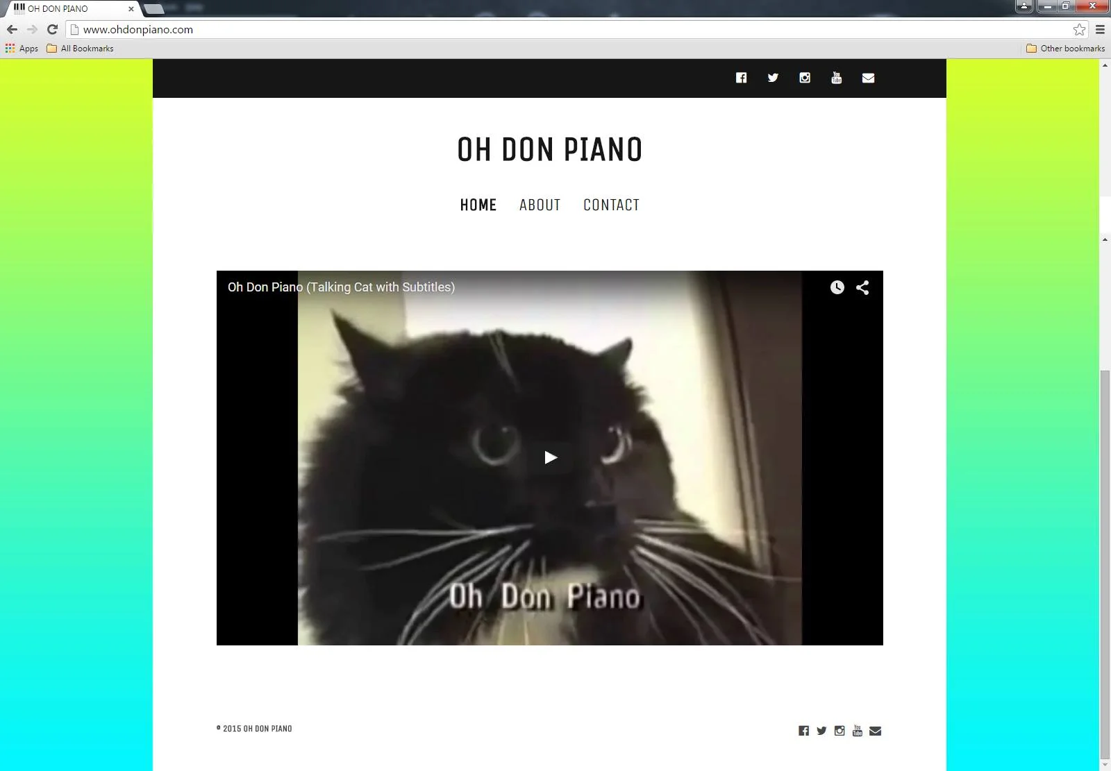 A stylish photo-manipulation reimagining the talking cat as jazz musician 'Don Piano', complete with keytar and fedora.