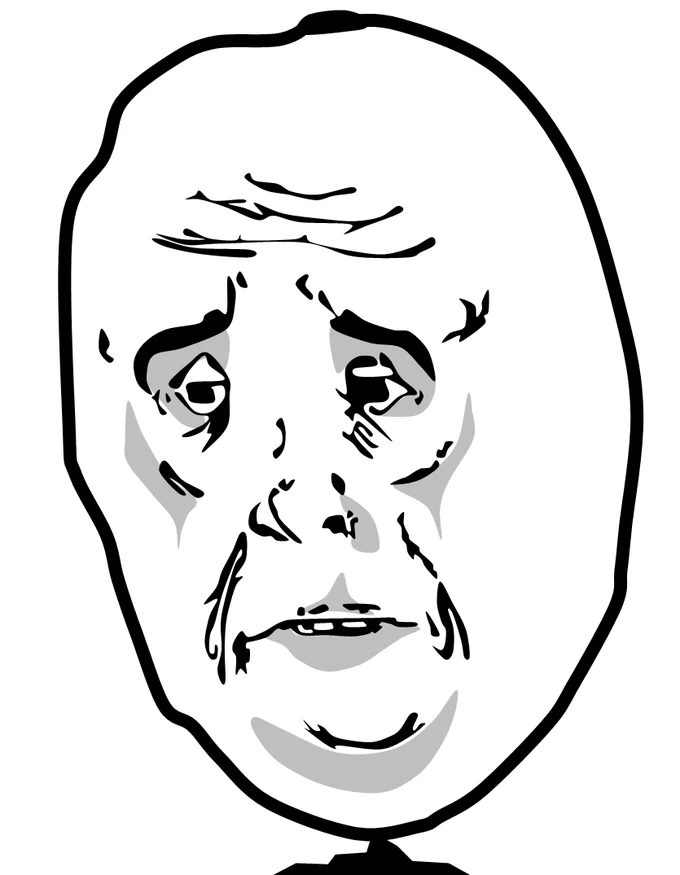 Blank template of the Okay Guy face, commonly used as a reaction image or the punchline in rage comics.