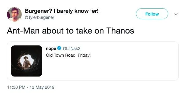 Old Town Road cave Ant-Man Thanos comparison.