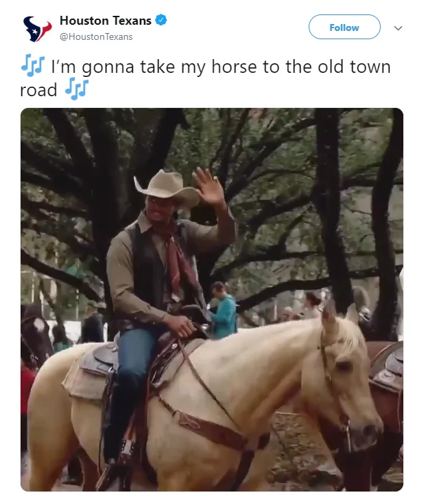 Houston Texans Old Town Road lyric post.