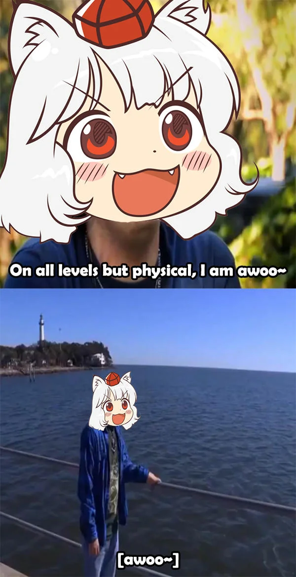 Anime girl awoo variation of meme.