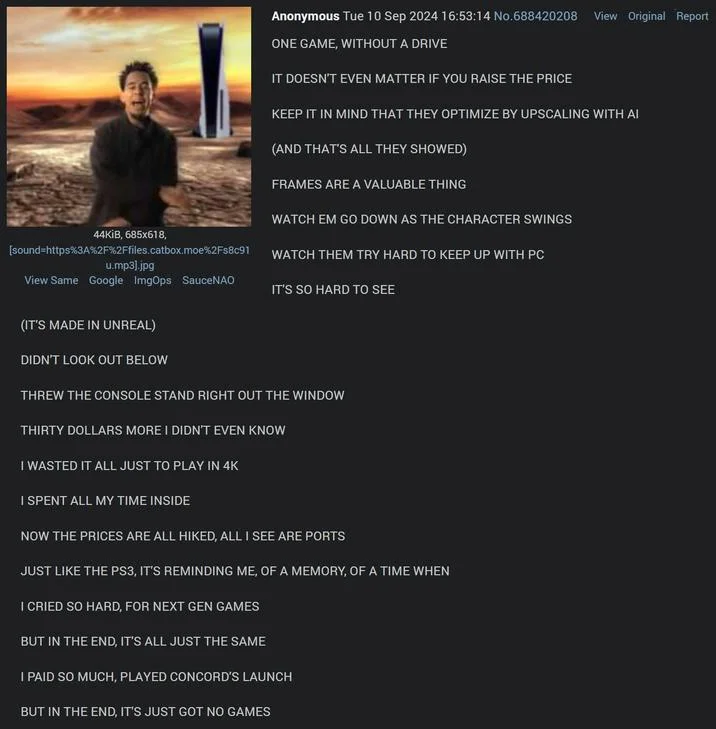 Desert meme format with full One Game lyrics.