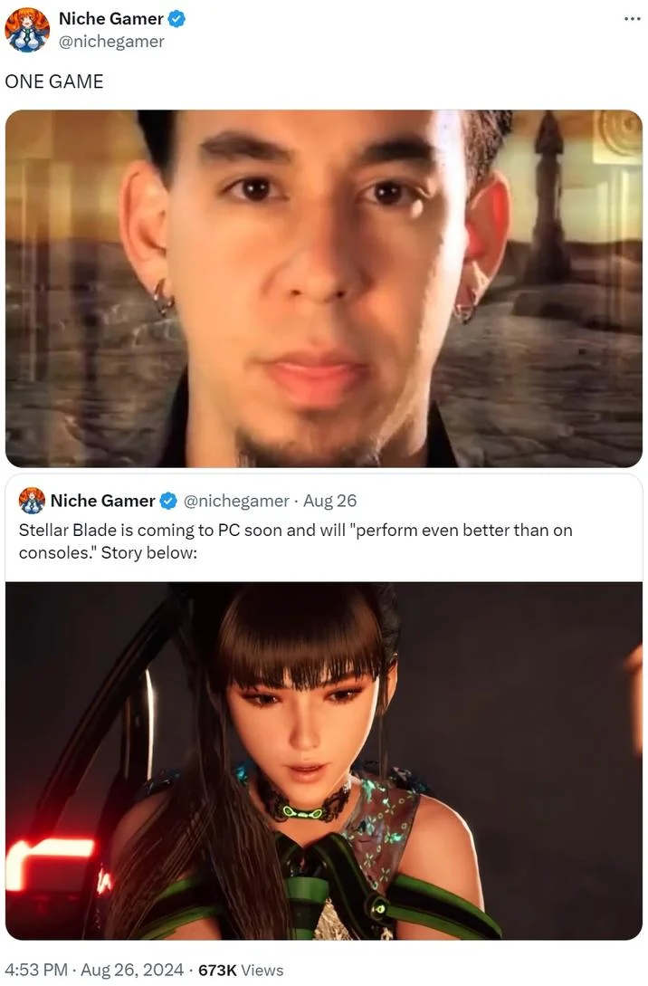 Niche Gamer post on Stellar Blade exclusivity.