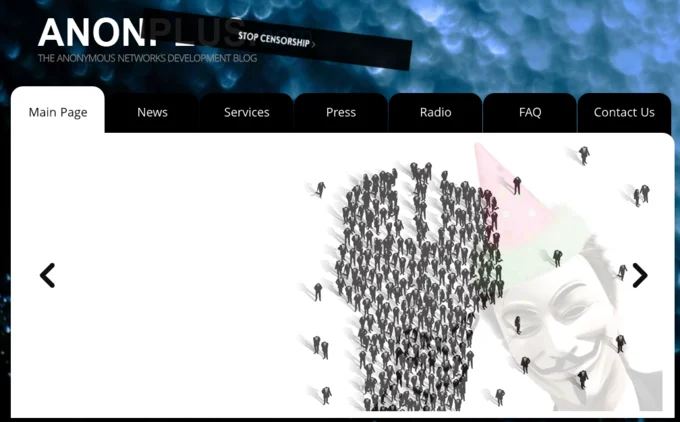 The AnonPlus website, launched by Anonymous as an alternative to Facebook during Operation Facebook.