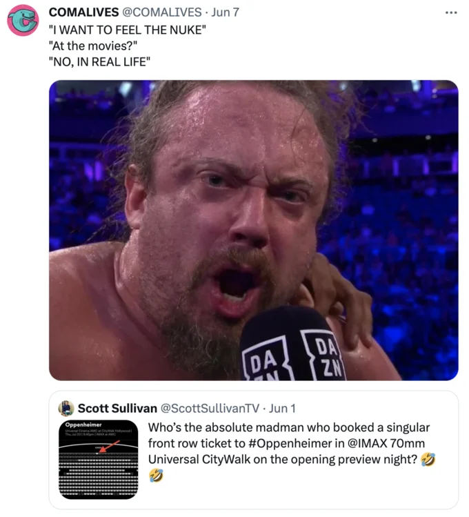 Nuclear effects wrestling reaction meme.