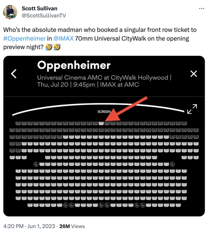 Scott Sullivan tweet about front row madness.
