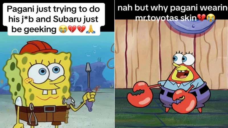Two variations of the car-name character meme.