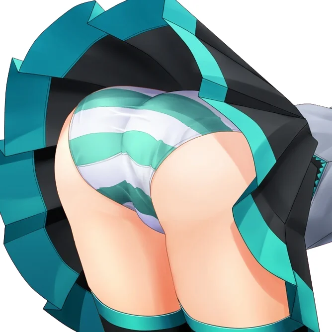 Hatsune Miku's iconic 'pantsu' illustration, often used as the emblematic image of the anime pantsu trope.