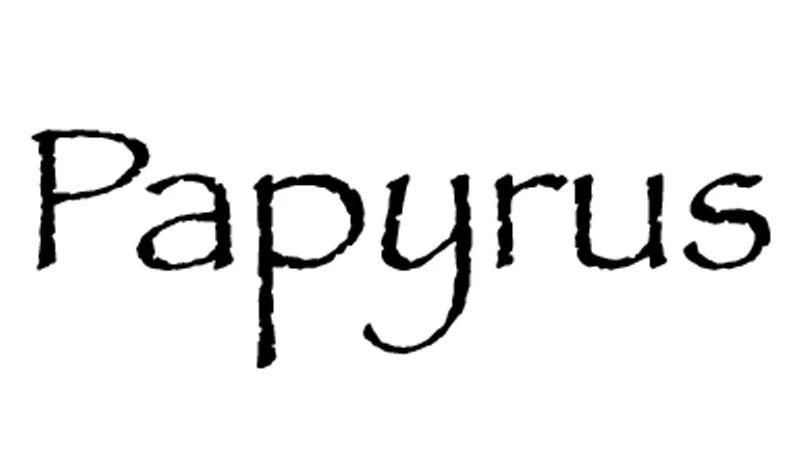 The Papyrus typeface, designed by Chris Costello in 1982, is widely mocked for its overuse in commercial signage and film.