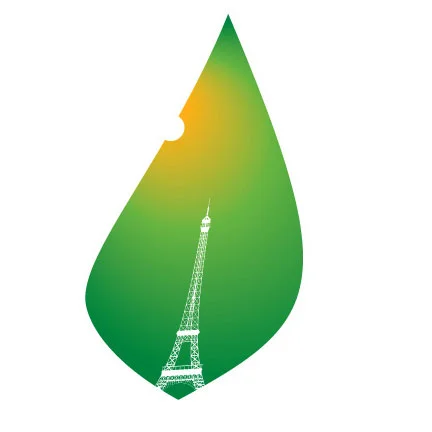 The Paris Climate Agreement emblem, featuring the Eiffel Tower inside a green leaf, became the visual shorthand used across coverage of the U.S. withdrawal.