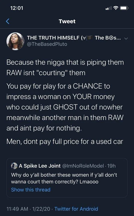 A tweet by @TheBasedPluto that helped popularize the Passport Bros justification for pursuing foreign women instead of courting Western ones.