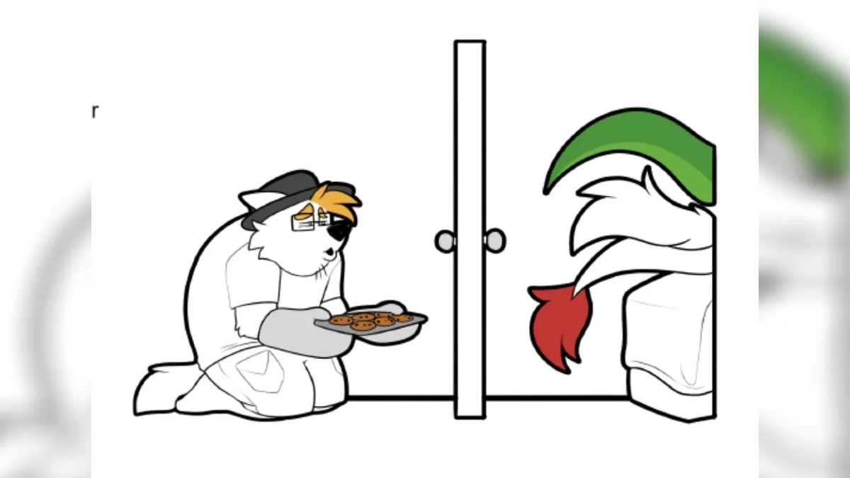 The original 'cuckies' illustration from Peacewolf's blog post, which became the defining visual of the Peacewolf drama and spawned numerous parodies.