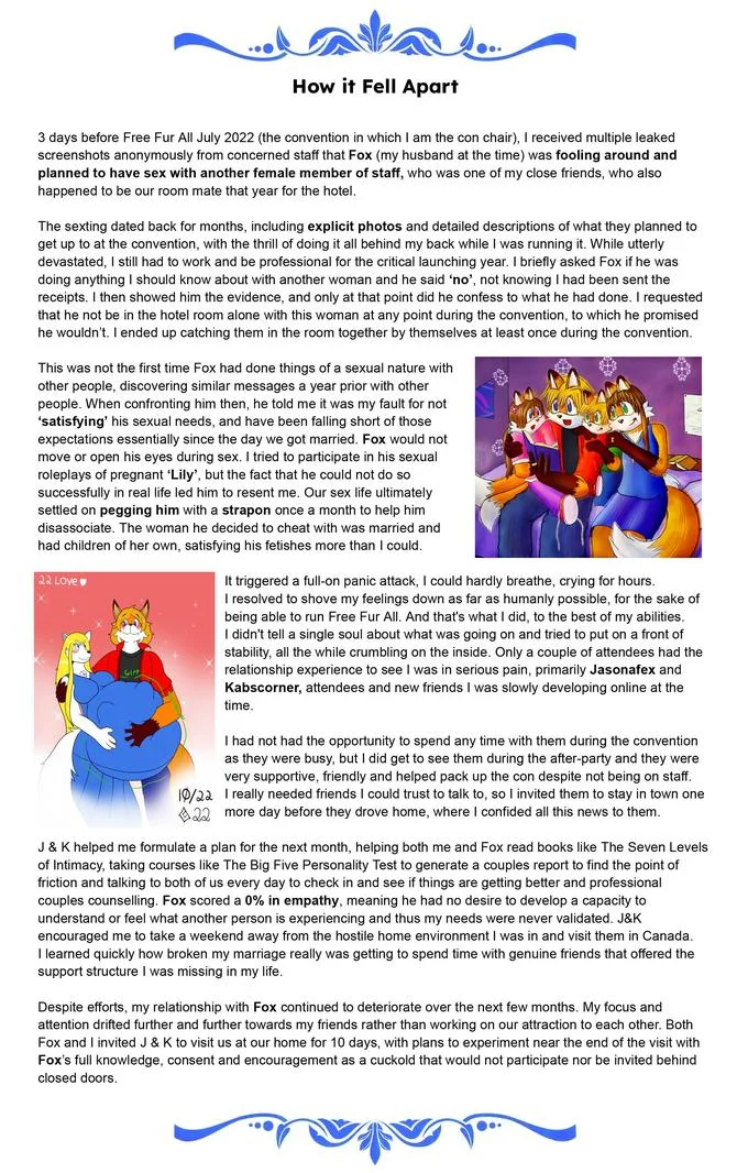The 'How it Fell Apart' section of Peacewolf's post, chronicling the events leading up to the divorce from Foxglove.