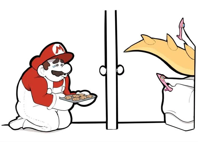 A Super Mario-themed edit of the 'cuckies' illustration, one of many parody remixes spawned by the meme.