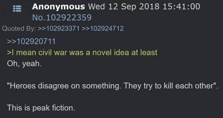 4chan celebrates peak fiction storytelling.