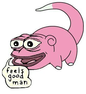 Pepe and Slowpoke crossover mash-up.