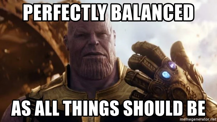 The iconic Thanos balance meme template.