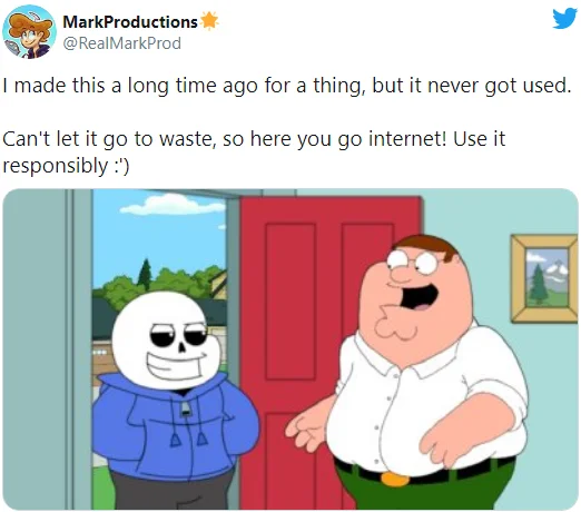 MarkProductions' viral tweet releasing the Sans-in-Family-Guy edit that popularized the meme format.