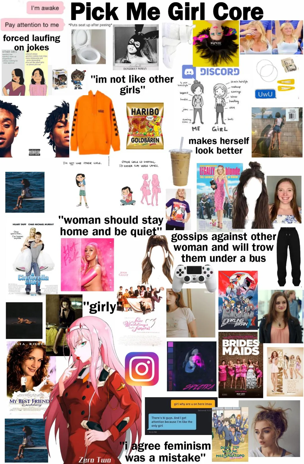 Comprehensive pick me girl collage.