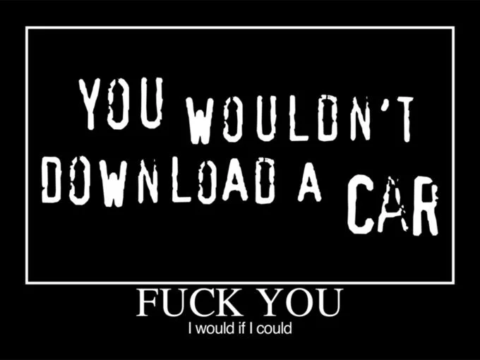 A widely shared parody of the PSA mocking the notion that downloading is theft.