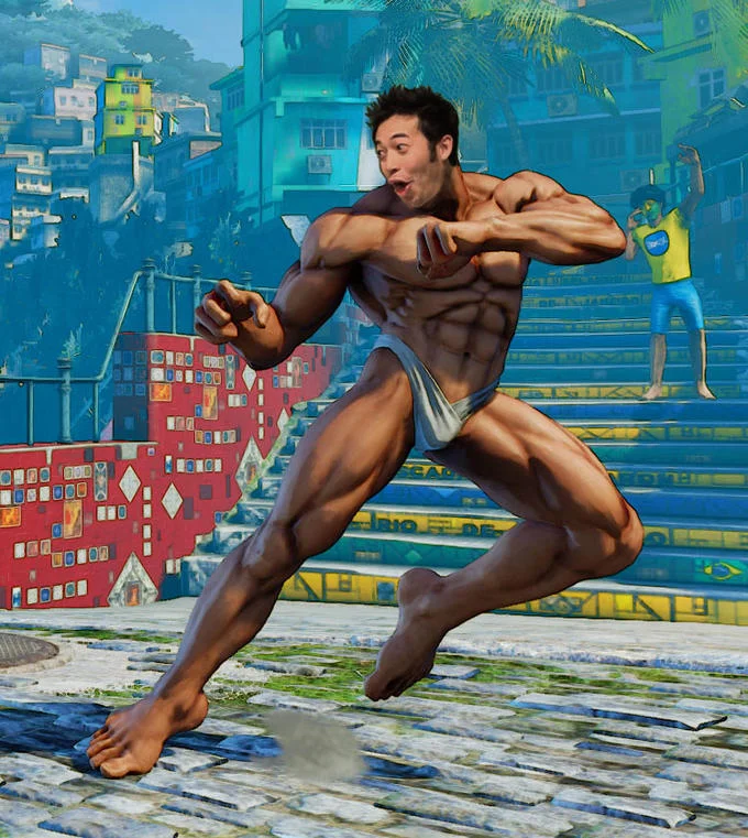 A Street Fighter photoshop placing the PogChamp face on a fighter, referencing Gootecks' fighting game roots.
