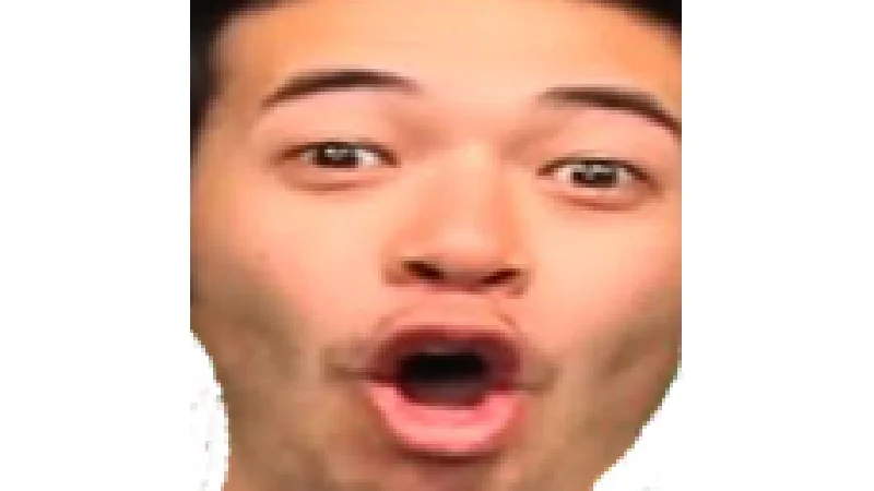 The original 'Pogu' face, a shocked, open-mouthed expression that became a popular Twitch emote and reaction image.