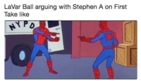 Sports debate through mutual pointing.