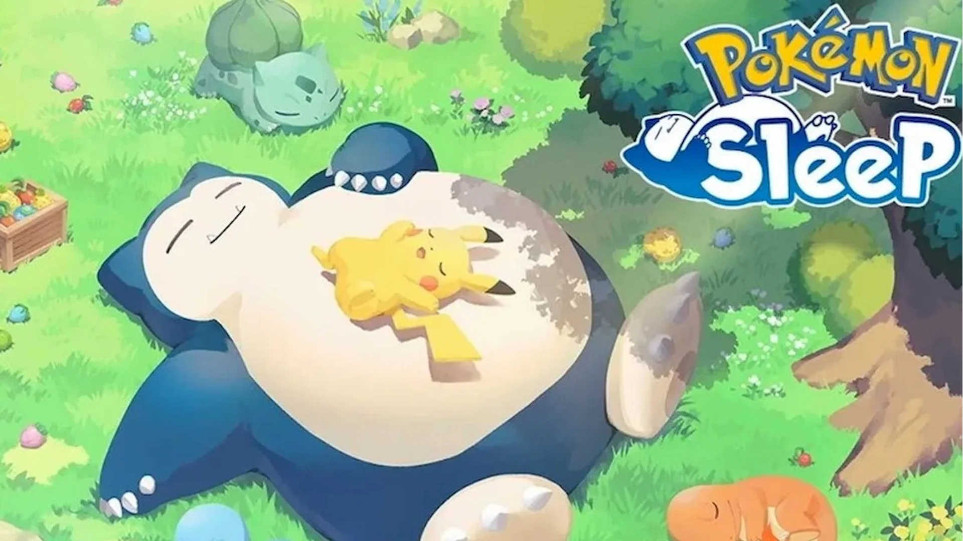 Official cover art for Pokémon Sleep, the mobile sleep-tracking game featuring Snorlax and friends.