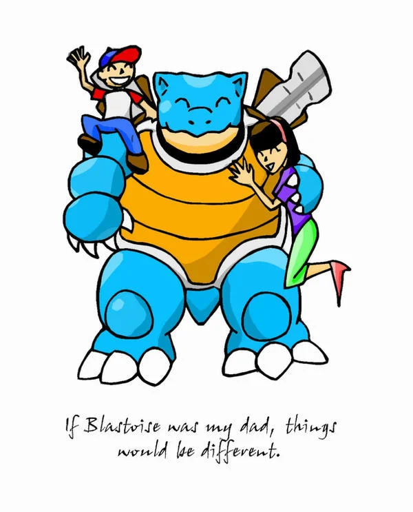 Fan art illustrating the viral Tumblr punchline that helped codify Blastoise as the ultimate Pokedad.