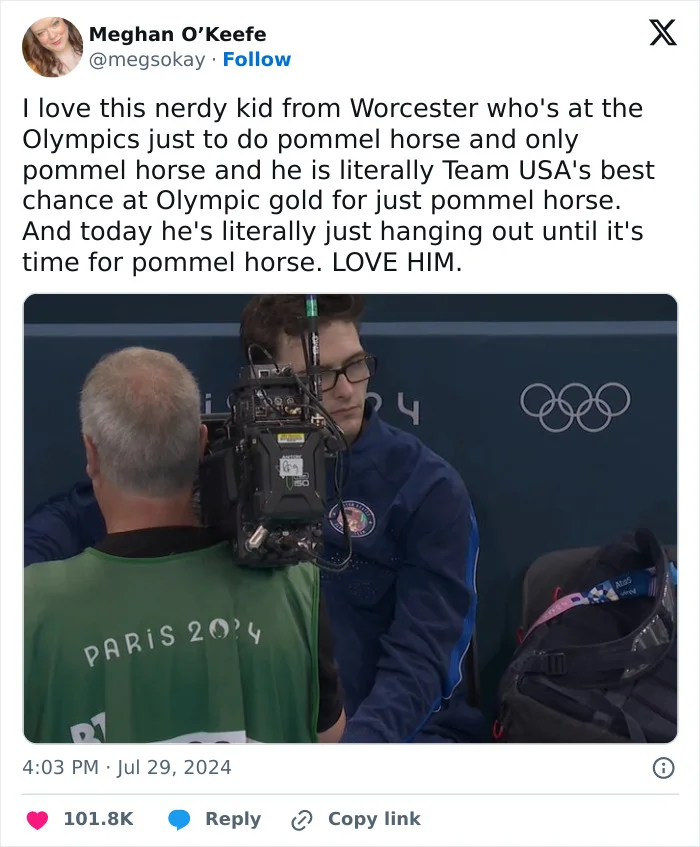 His singular pommel horse dedication.