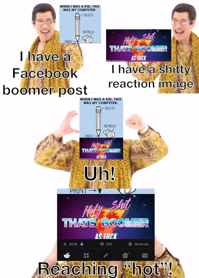 Dense PPAP multi-panel boomer meme compilation.
