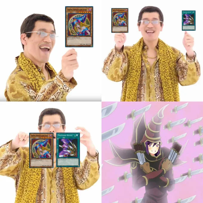 PPAP pose format with trading card collecting theme.