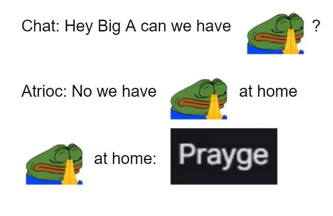 Prayge in restaurant comparison meme.