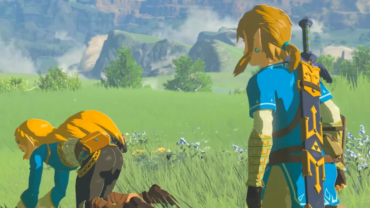 The original Breath of the Wild cutscene frame that spawned the 'Press A to Mount' meme format.