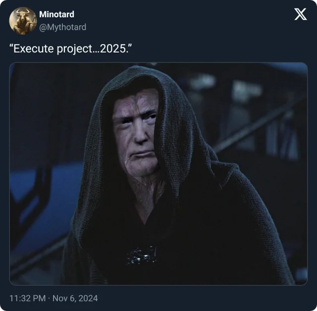 Emperor Palpatine Project 2025 Star Wars meme.