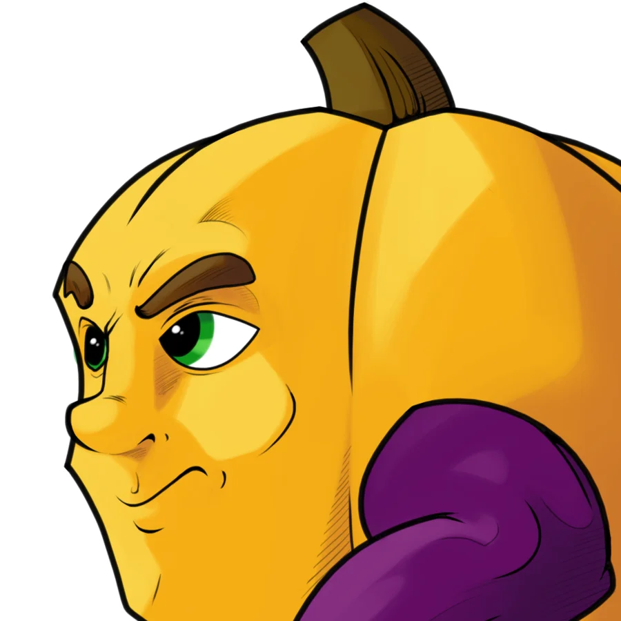 A polished fanart portrait giving Pumkin a moody, cinematic look while retaining his iconic features.