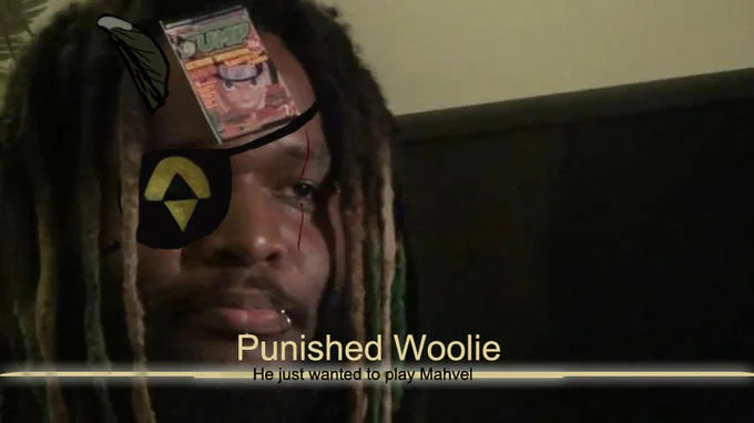 Punished Woolie meme featuring content creator Woolie Madden.
