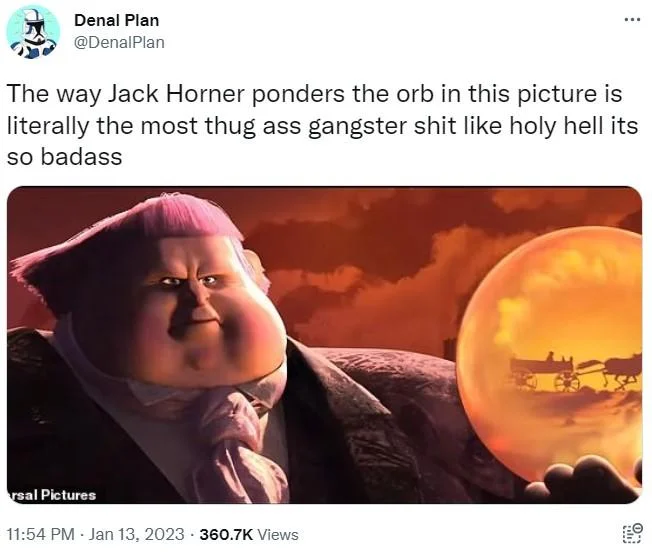 Jack Horner's badass villain moment with the magical orb.