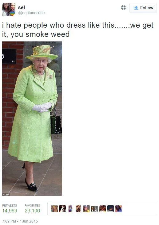 The Queen's much-shared 'not amused' face — one of the images that helped launch her as a reaction-image meme.