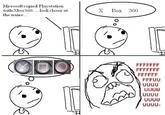 Rage Guy angry at traffic lights.