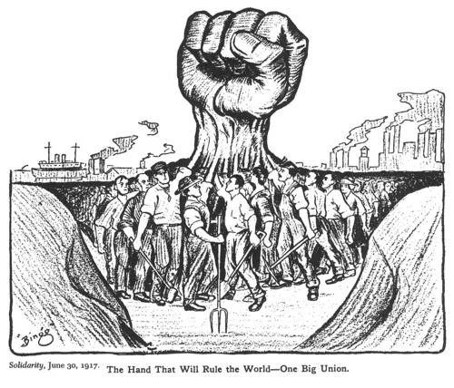 The 1917 Ralph Chaplin illustration widely cited as the origin of the Raised Fist symbol.