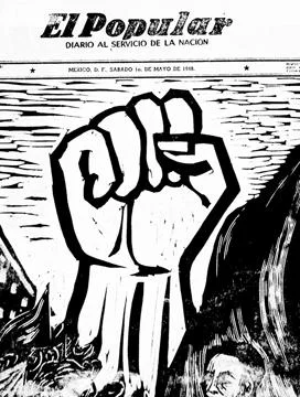 1918 El Popular Mexican newspaper front page showcasing early international spread of the symbol.