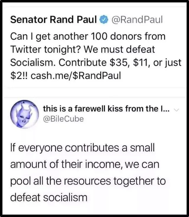 A meme mocking Rand Paul's repeated confrontations with Dr. Anthony Fauci during Senate COVID-19 hearings.