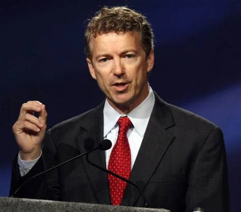Kentucky Senator Rand Paul, the subject of numerous online memes, addressing an audience at a political event.