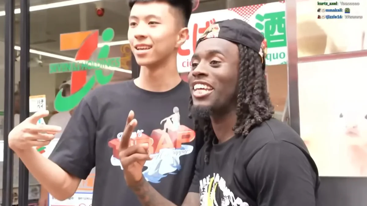 Ray and Kai Cenat meeting during Kai's Japan stream, the encounter that sparked their viral friendship.