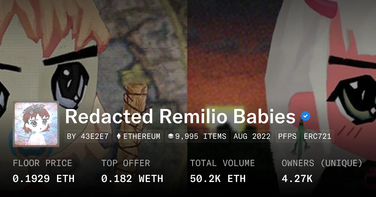 Collection showcase with marketplace statistics.