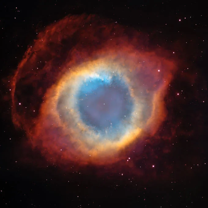 The Helix Nebula, popularly nicknamed the 'Eye of God,' frequently circulated in religious and spiritual imagery online.