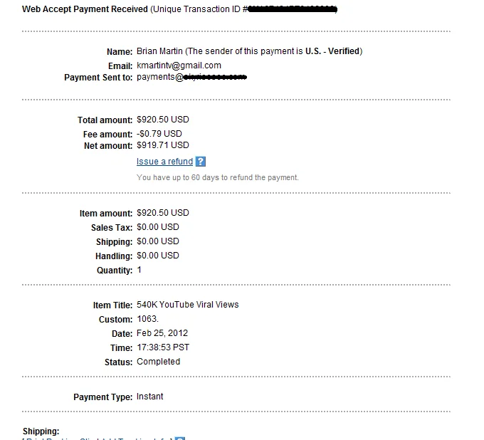 A leaked PayPal receipt cited as evidence that some Reply Girls purchased inflated view counts, part of the wider controversy over gaming YouTube's algorithm.