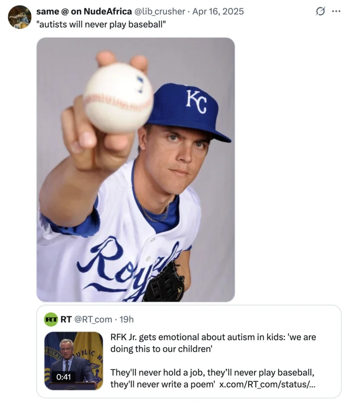 Direct response meme showing autistic athlete contradicting RFK Jr's claim.