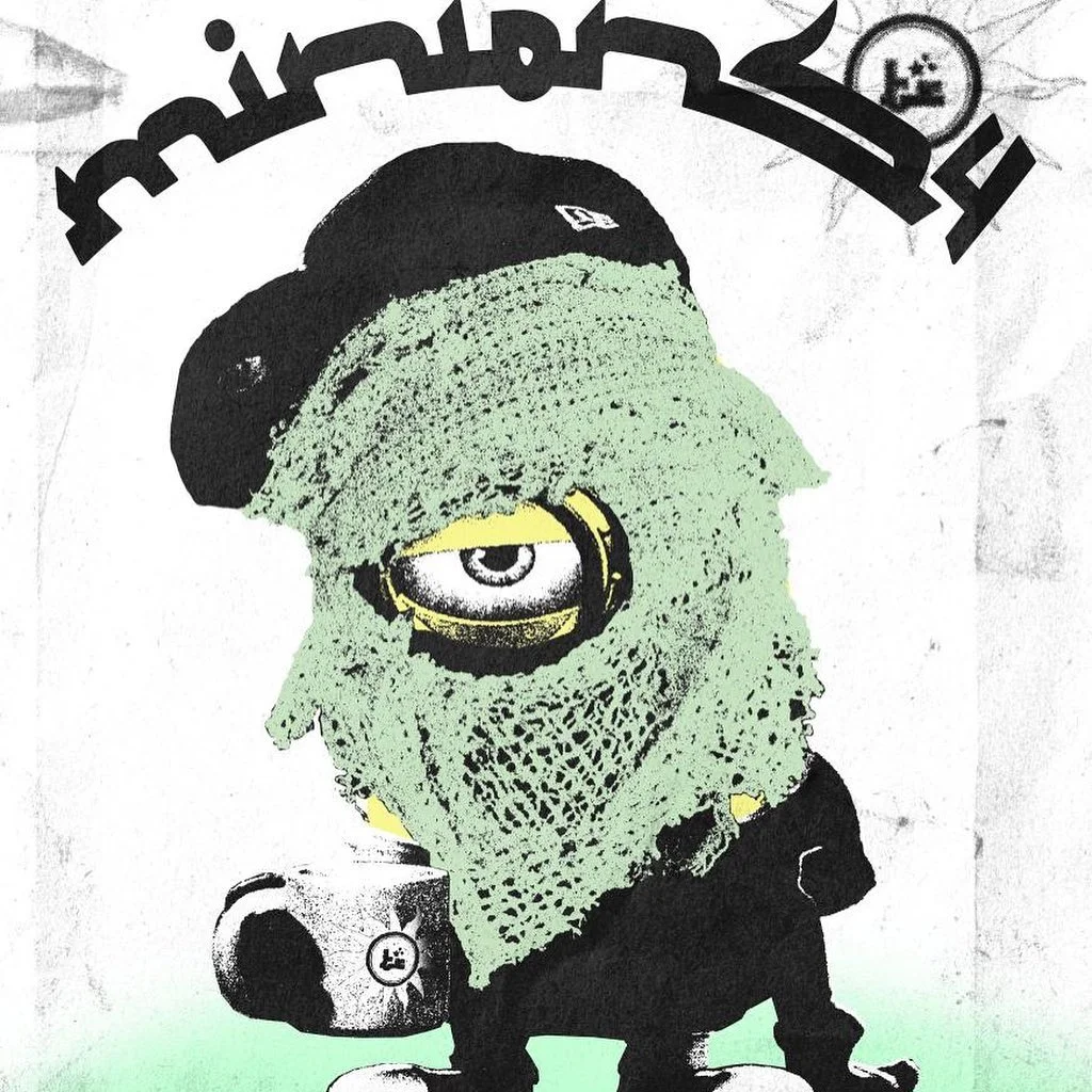 A fan-made album-cover-style illustration merging Minion imagery with Yeat's signature aesthetic.